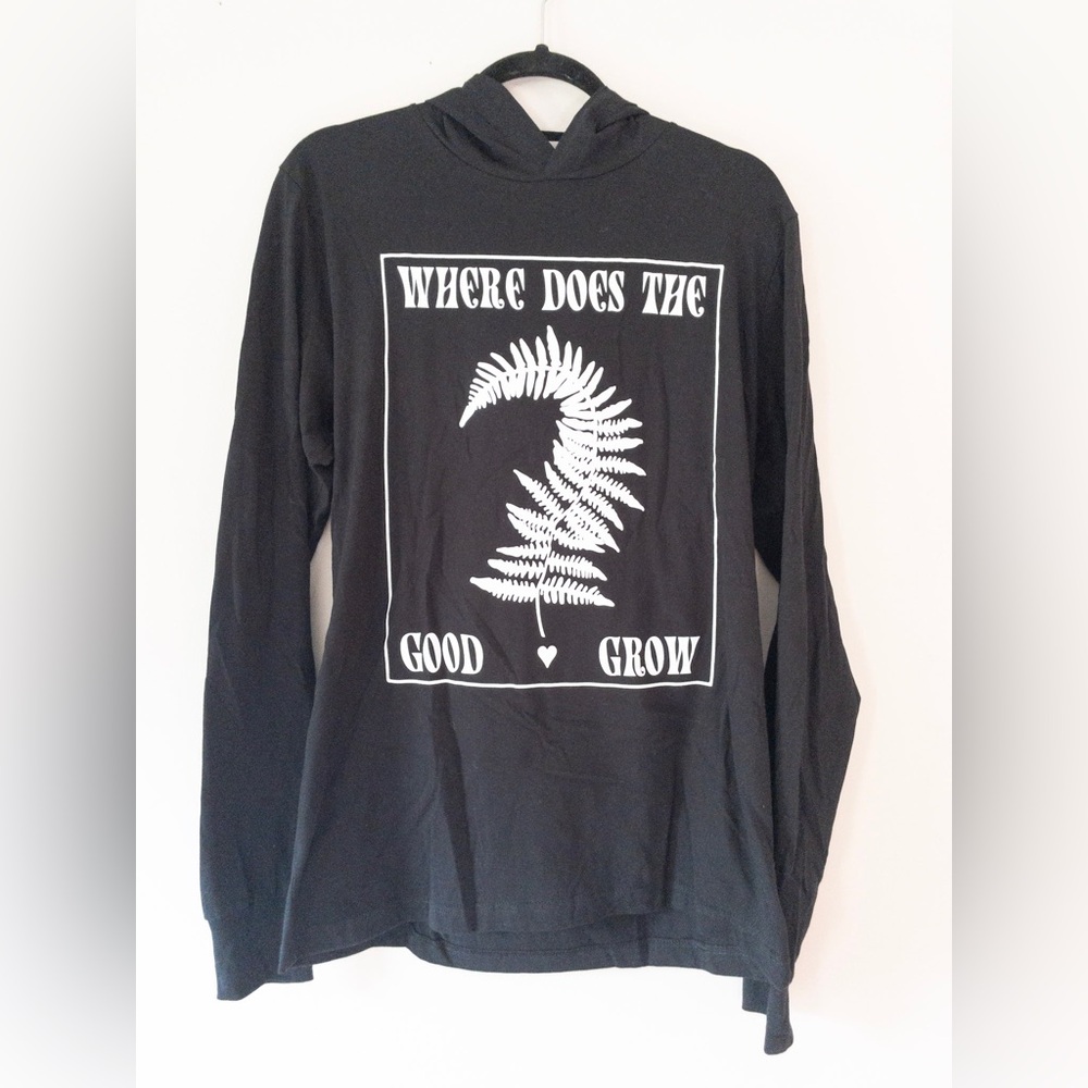 Tegan and Sara Lyrics Black Graphic Hooded Long Sleeve SZ M Indie 2000s